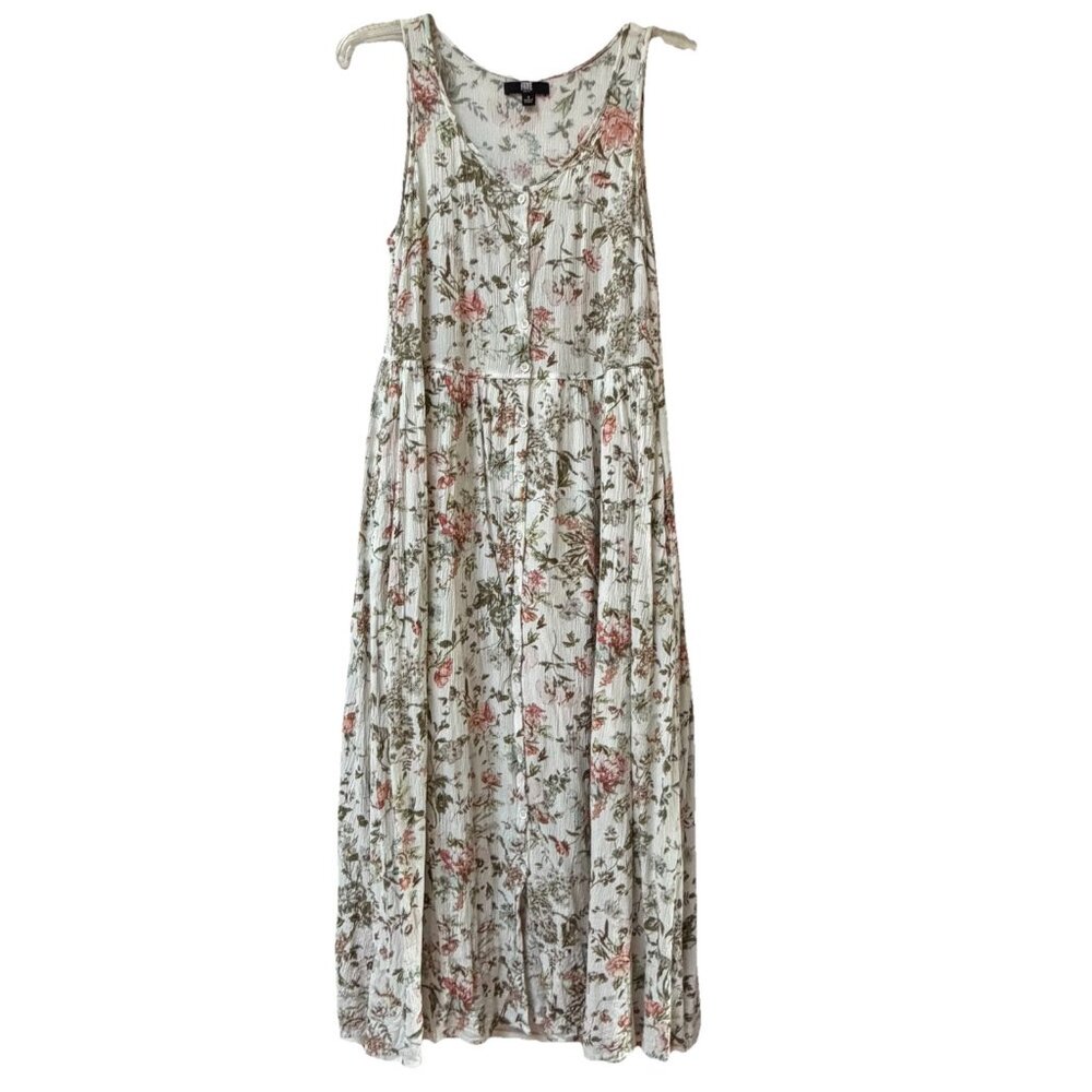 Frye Women’s Small Floral Sleeveless Maxi Dress Boho Button Front Festival Lined